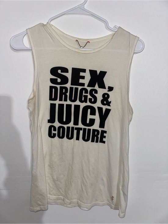 Juicy Couture Tops - Juicy Couture Cream Tank Top with Black Graphic